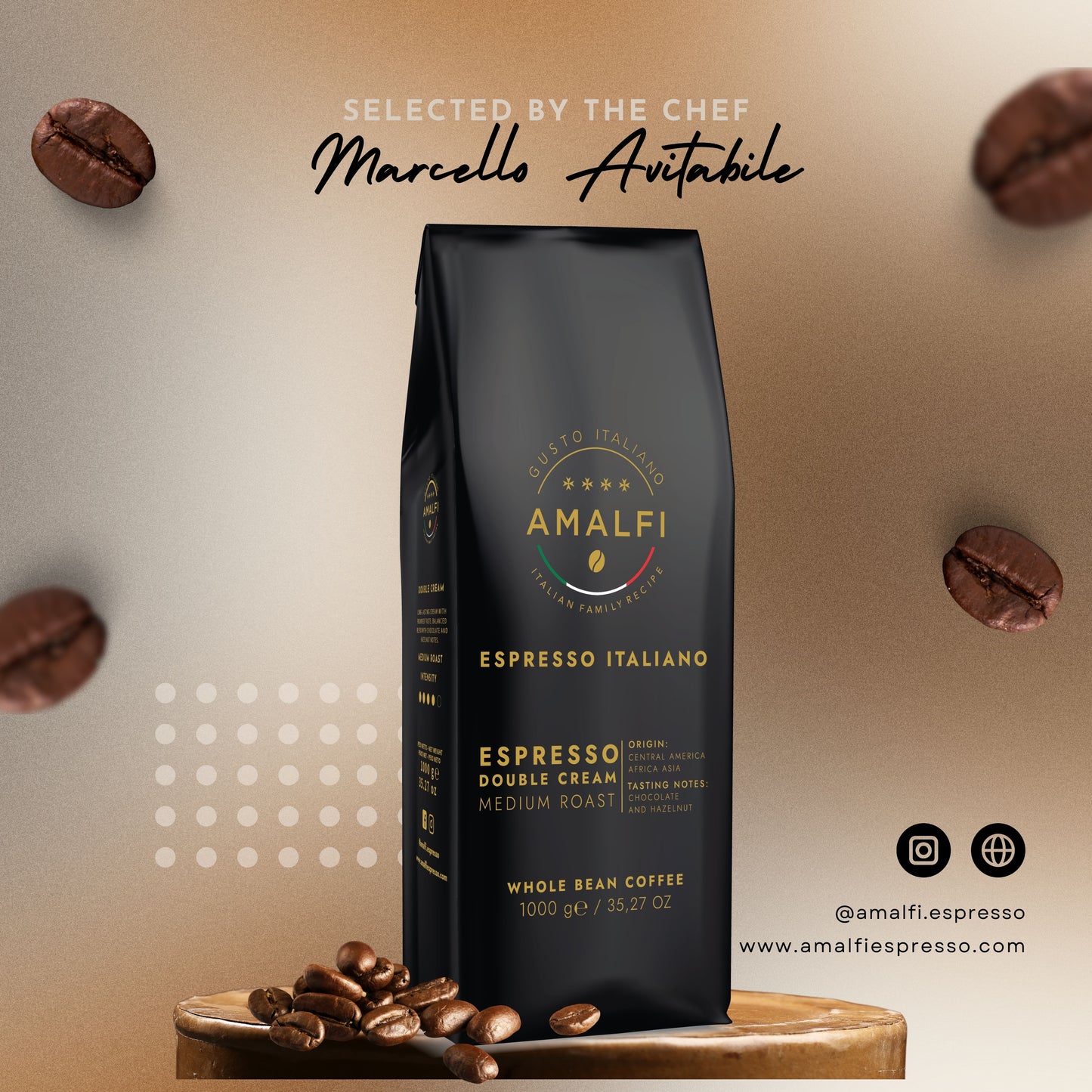 Espresso Double Cream Roasted Coffee Beans (1000g / 35.2 oz)